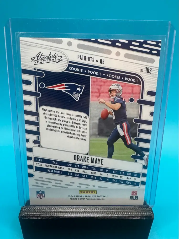 Drake Maye Panini Absolute Red And Blue RC New England Patriots
