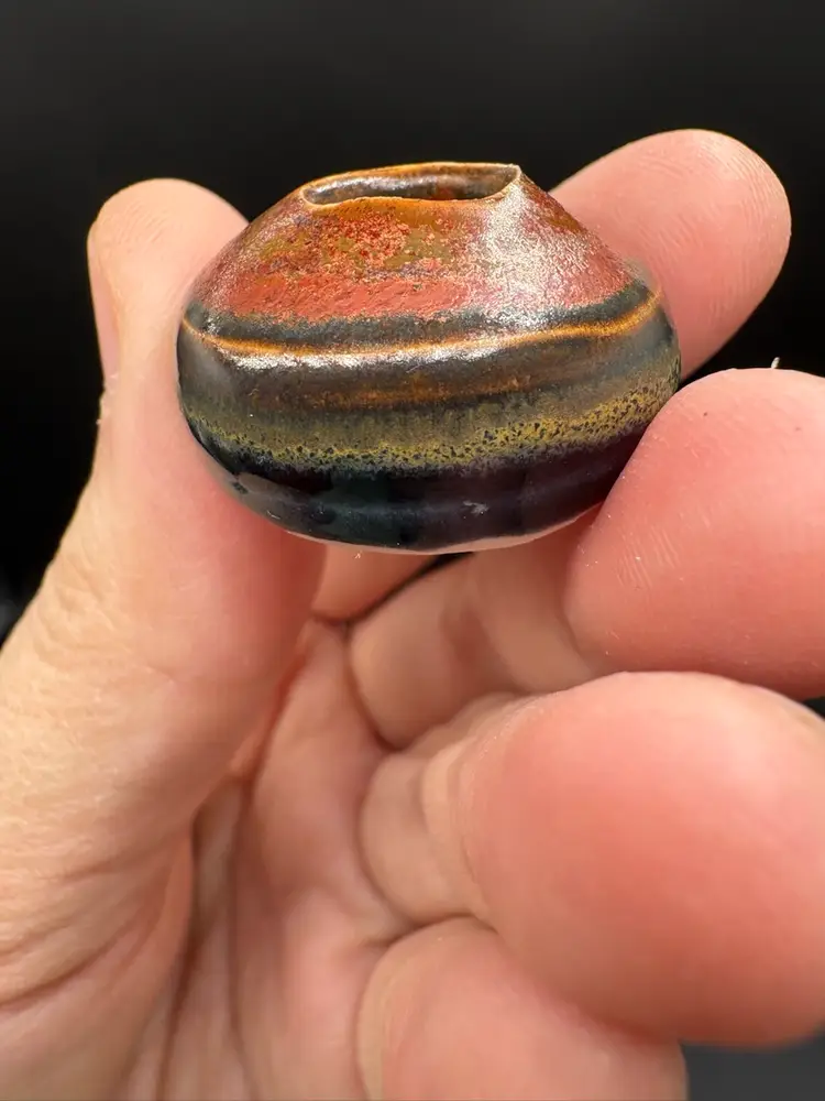 Made By Me - Copper Black Micro Mini Squat Vase 1/2” Controlled Chaos Pottery