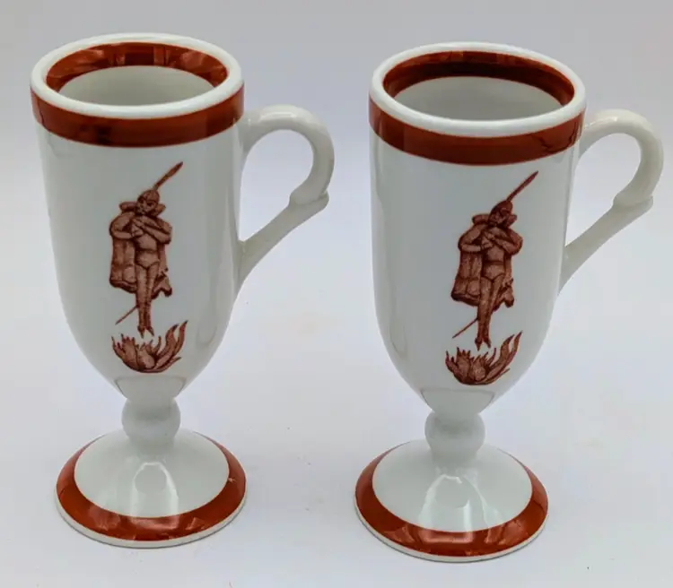 Vintage Pair Loubat New Orleans Cafe Brulot Flaming Devil Demitasse Cup Diablo