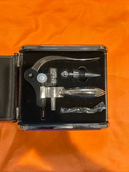 Prepology 3-Piece Wine Opener Set with Black Faux Croco Case, Gift