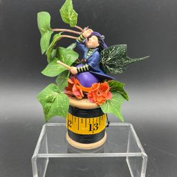 Upcycled Wooden Spool of Thread w/ Hallmark Witch 3” VTG Handmade By Me