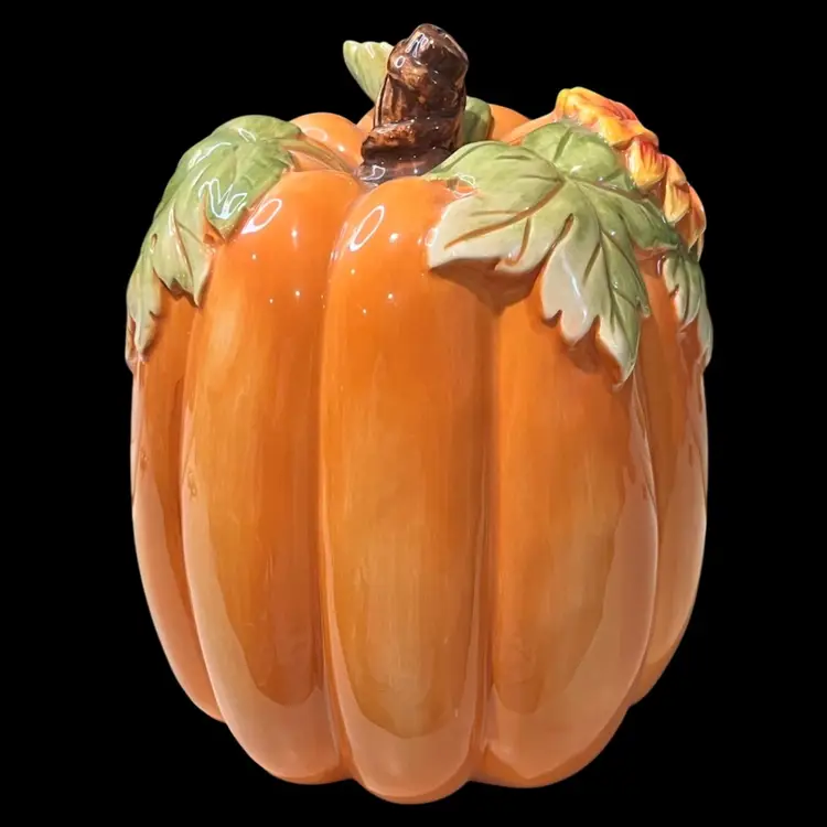 Fitz and Floyd Harvest Halloween Tall Flower Pumpkin Figurine 7” Tall