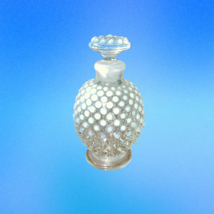 Fenton Hobnail White Opalescent perfume bottle