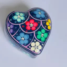 #1205 Talavera Heart Shaped Hand Made And Painted Trinket Box