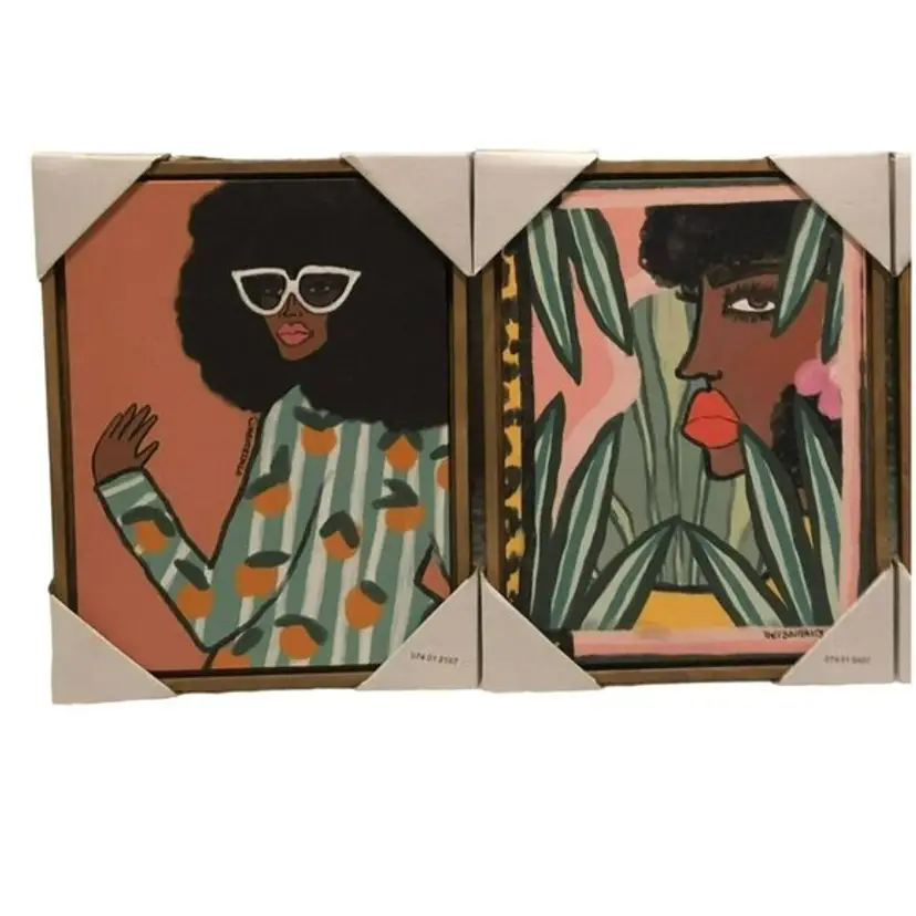 BOUFFANTS CANVAS PRINTS LOT OF 2 AFRICAN AMERICAN ART AND ARTIST KENDRA DANDY