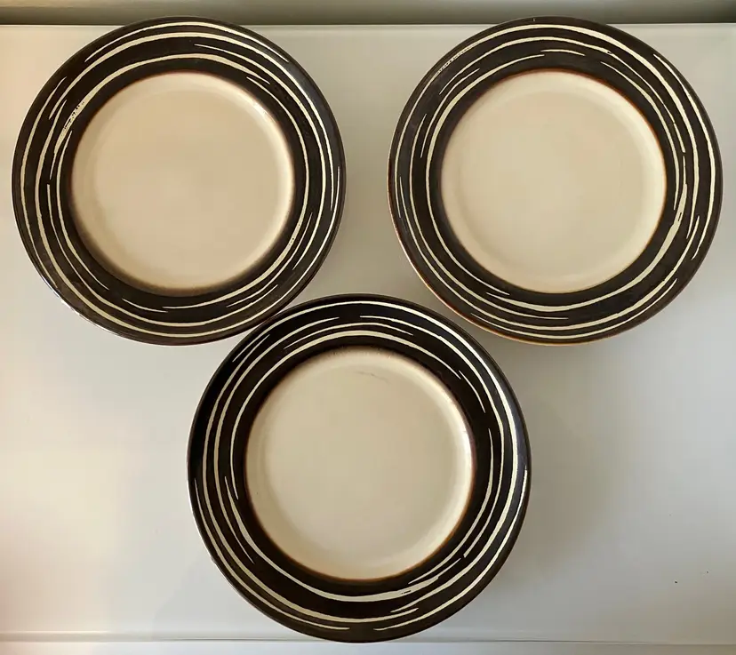 3 Crate & Barrel Scavo Embossed Swirl Salad Dessert Plates