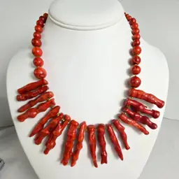 Lee Sands Red Coral Natural Statement Necklace