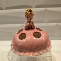 Vtg Josef Originals Lipstick Holder Pink  Dress Japan Girl Vanity Dresser