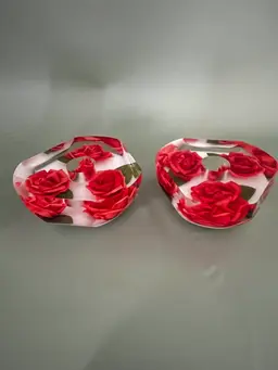 Vintage Pair Bircraft Lucite Candle Holders- Hand Carved Roses