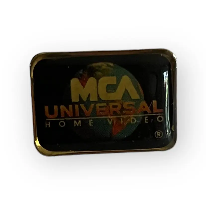 Vintage MCM Universal- Home Video Logo pin. Lapel Jacket, Biker Pin- Button Collection. 1980s Retro