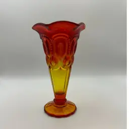 Vintage LE Smith Moon & Stars Amberina Vase 6.5" Tall