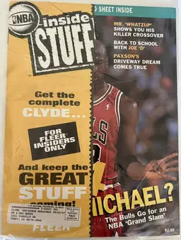 NBA Inside Stuff Magazine VOL1 #4 Michael Jordan cover 1993 FLEER NBA CARD SHEET