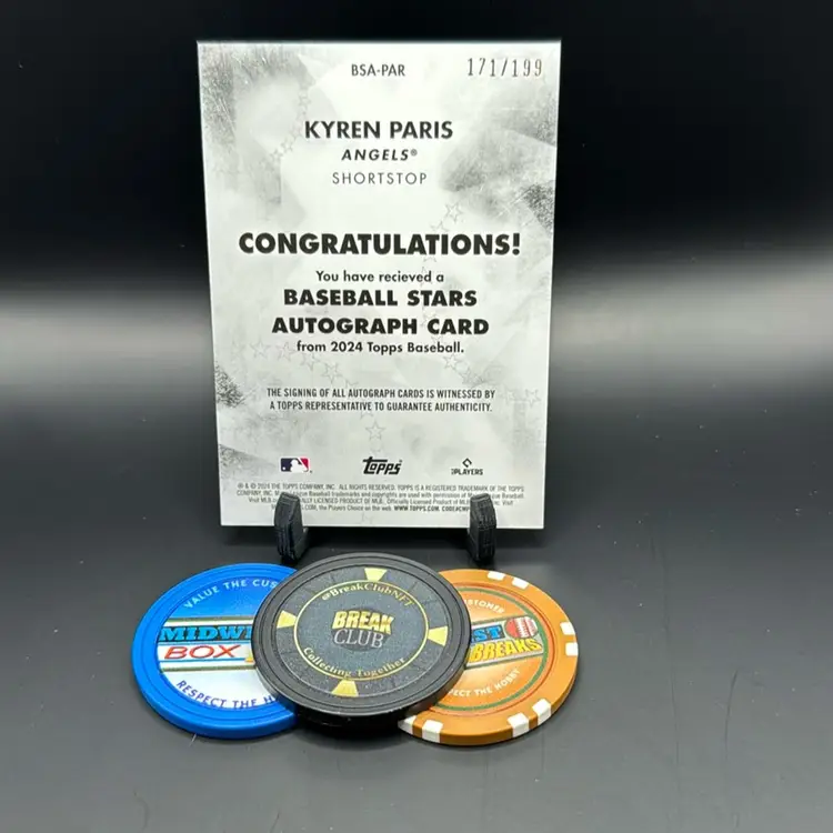Kyren Paris Rc Baseball Stars Auto 171/199 2024 Topps Las Angeles Angels