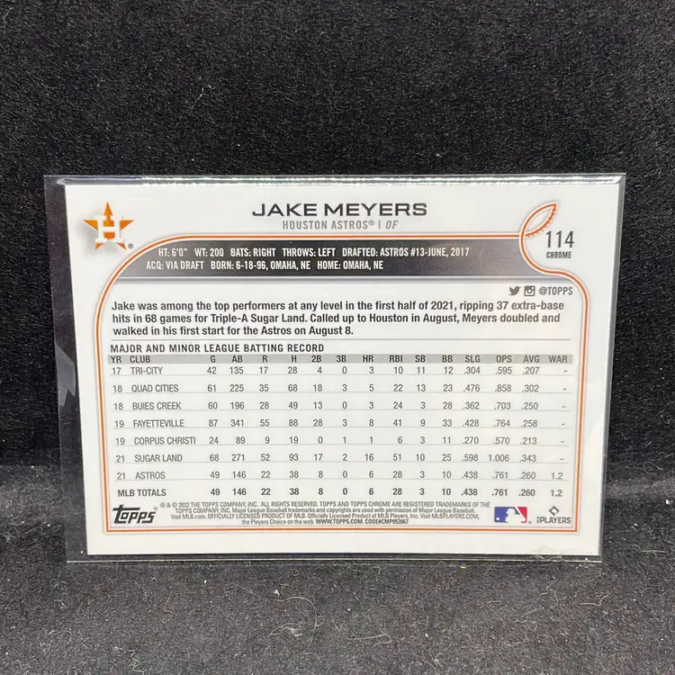 Jake Meyers 2022 Topps Chrome Prism Refractor RC Rookie Card Houston Astros