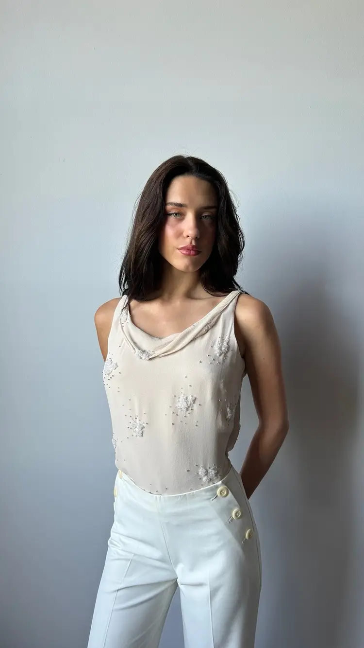 Vintage Bob Mackie Silk Cowl Neck Tank