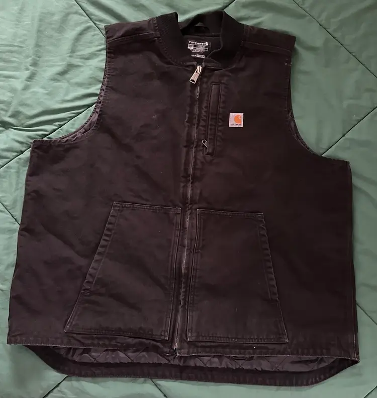 Carhartt 2XL Tall Loose Fit Quilted Vest 104395 BLK Large-Lower-Front Pockets