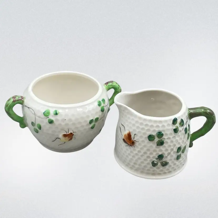Vintage Sugar and Creamer Beehive CottageCore Granny Sweet No Lid