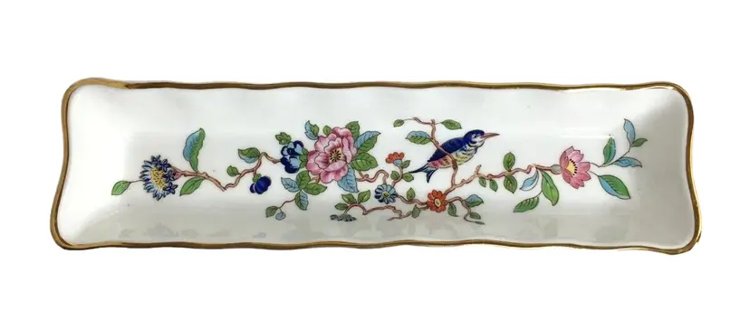 Aynsley Pembroke Bone China Floral Bird Olive Nut Dish England