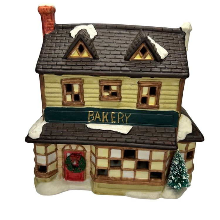 Vintage Made In Philippians For Woolworth Stores Vintage Ceramic “ Bakery” Lighted Building In Box 9x8x5