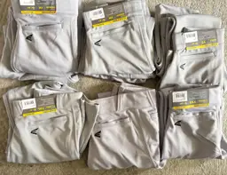 Lot 10 Easton Gray Youth Baseball Softball Pants NEW Elastic Waist Kids L M S