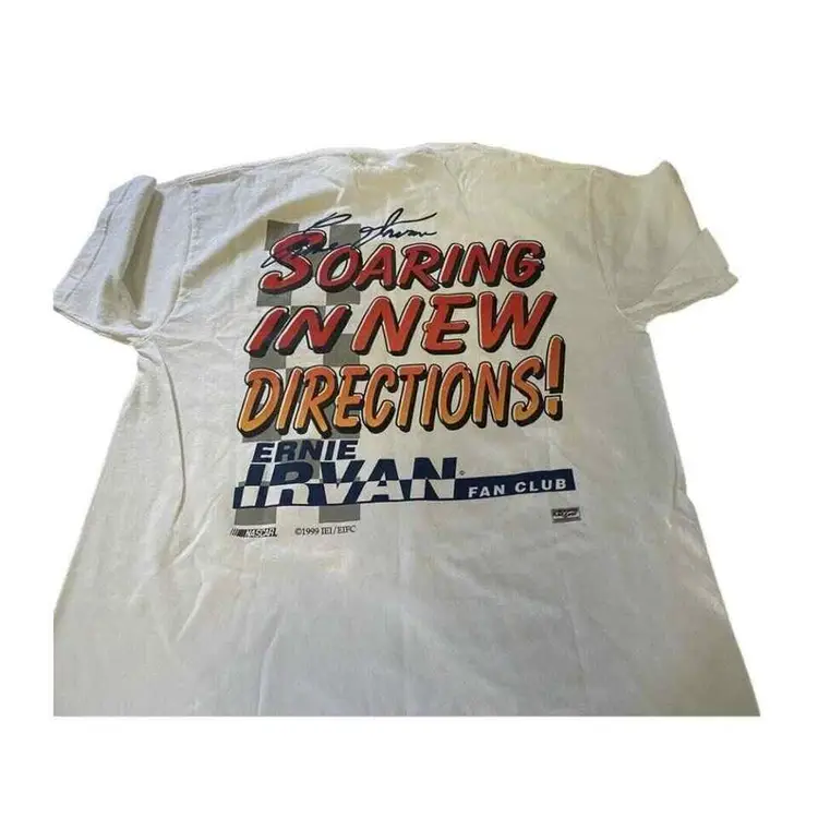Ernie Irvin NASCAR Autographed Fan Club Shirt. Vintage (1990’s). Size Large