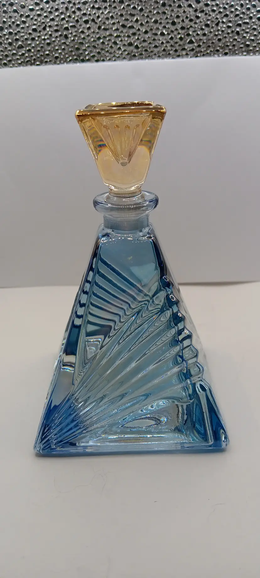 Italian Crystal Art Deco Blue Perfume Bottle