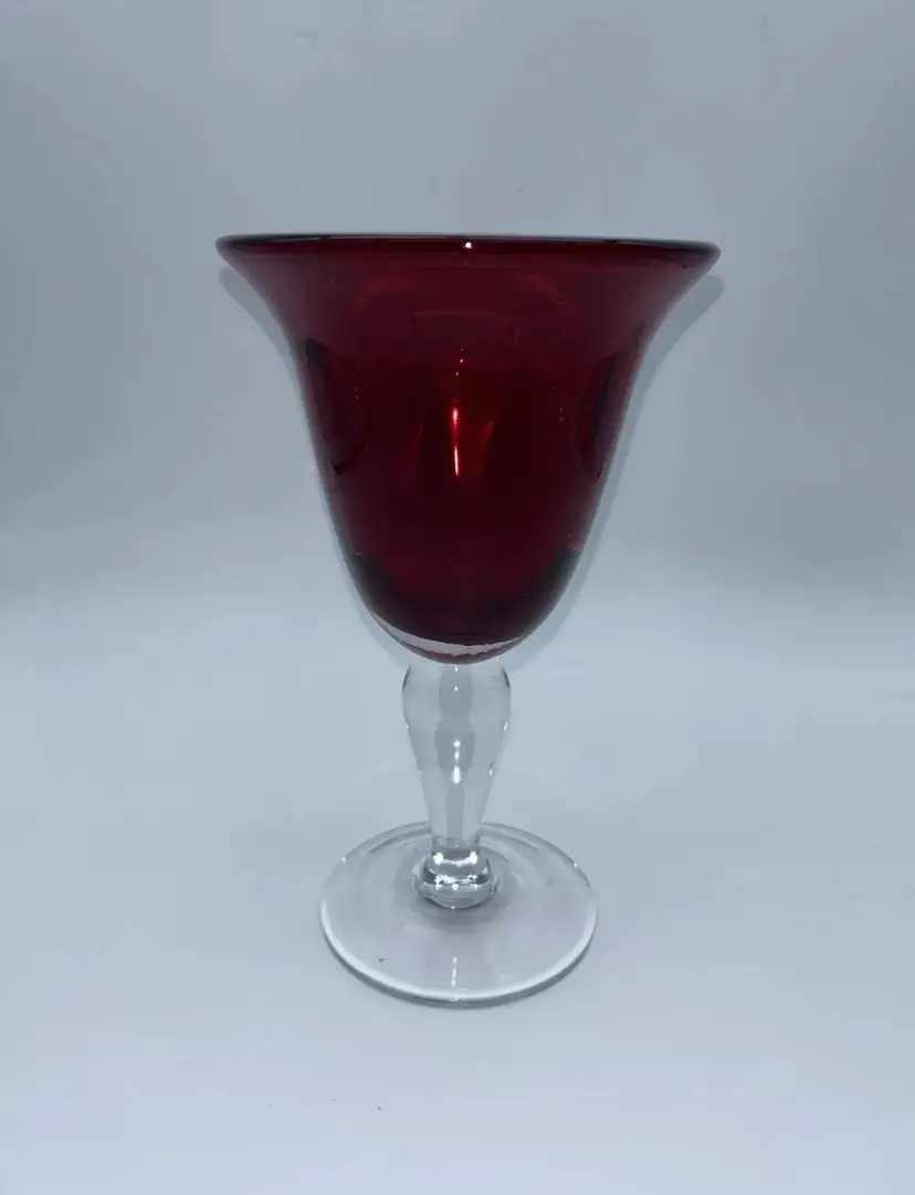 One Ruby Red Tall Champagne Flutes Glass 8"Tall