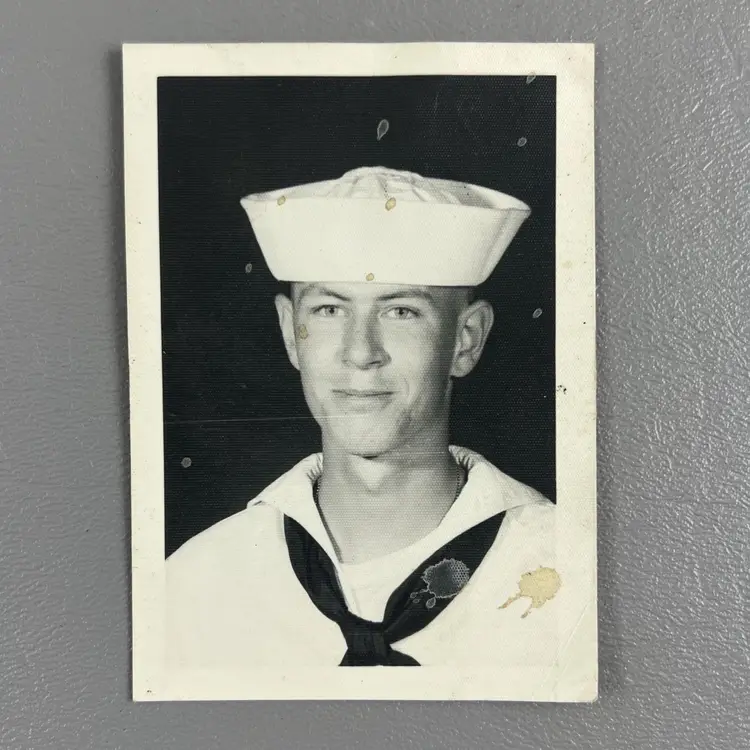 Military Photo US Navy Portrait 2.5x3.5" Wallet Black & White Sailor Uniform Man Male