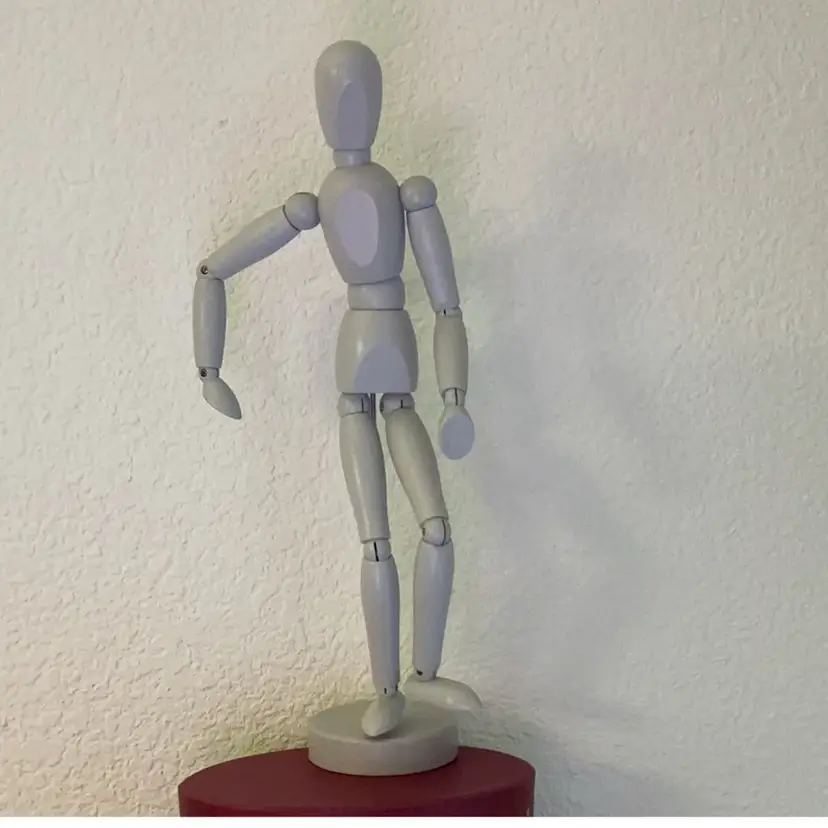 POW4 IKEA Gray Wood Articulated Artist Model 13”