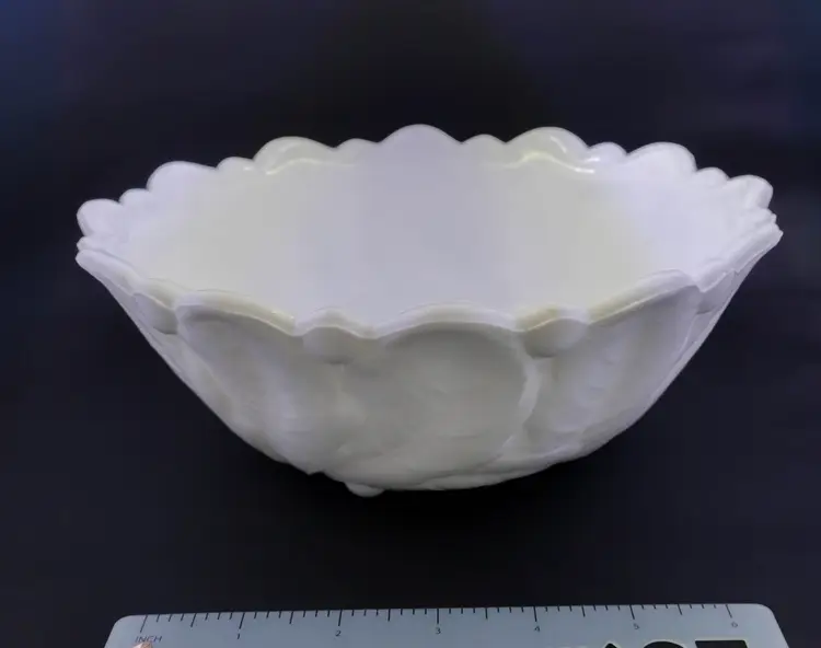 Indiana Glass Cabbage Rose White Milk Glass Bowl