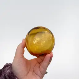 Vintage Blenko Hand Blown Glass Orb Fishing Float In Honey Wheat MCM