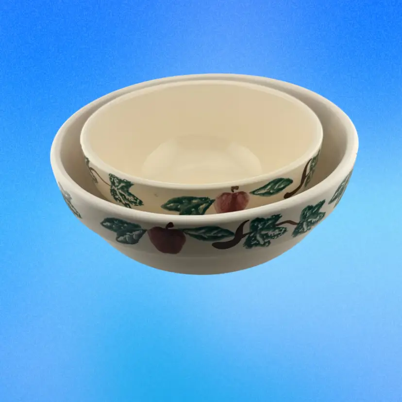 Set Of 2 Vintage Ceramic Mixing Bowl By Crock Shop Apple & Ivy Design