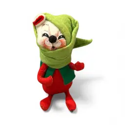Vintage Christmas Mobilitee Annalee Doll Mouse Felt Caroler