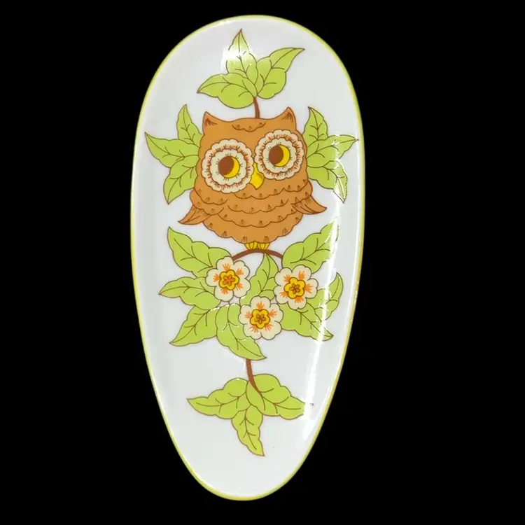 1970s Owl Ceramic Dish/Spoon Rest