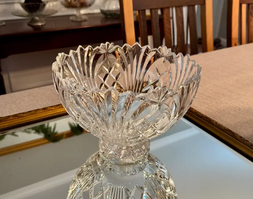 Vintage Cut Crystal Footed Centerpiece Bowl