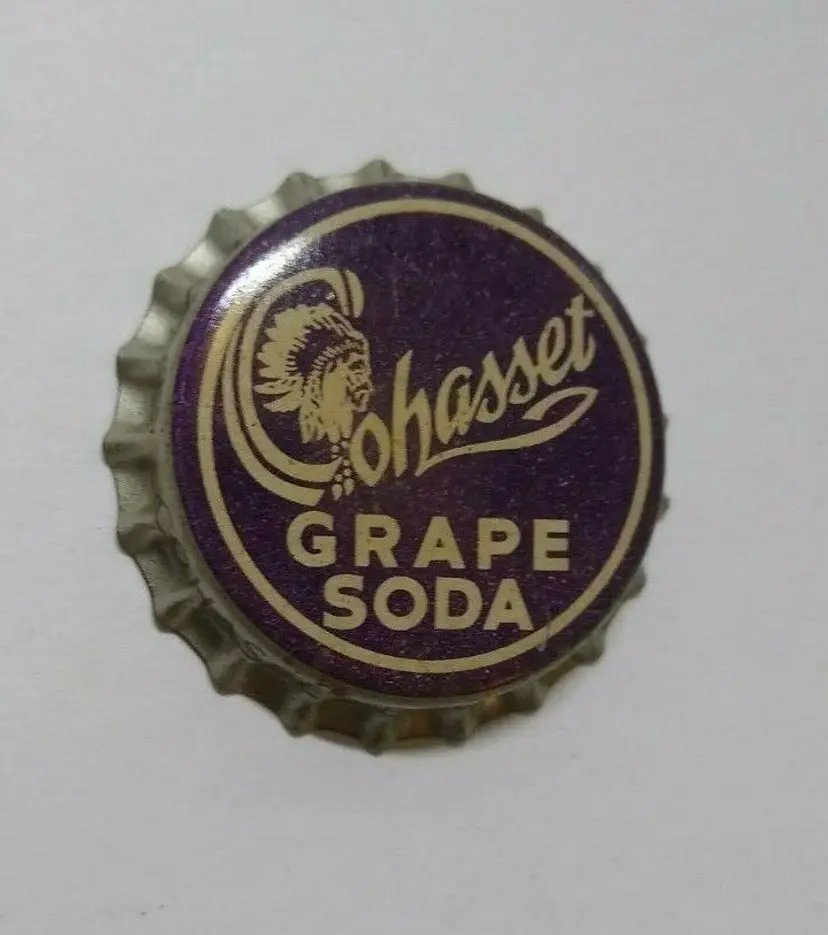 Cohasset Soda Indian Chief Art Bottle Cap Advertising Grape 1950's NOS Cork Lined Purple