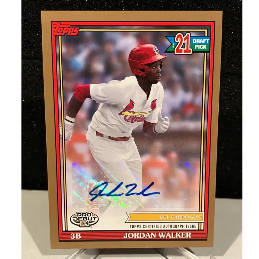 Jordan Walker 2021 Topps Pro Debut 1991 Cardinals Gold Auto /50