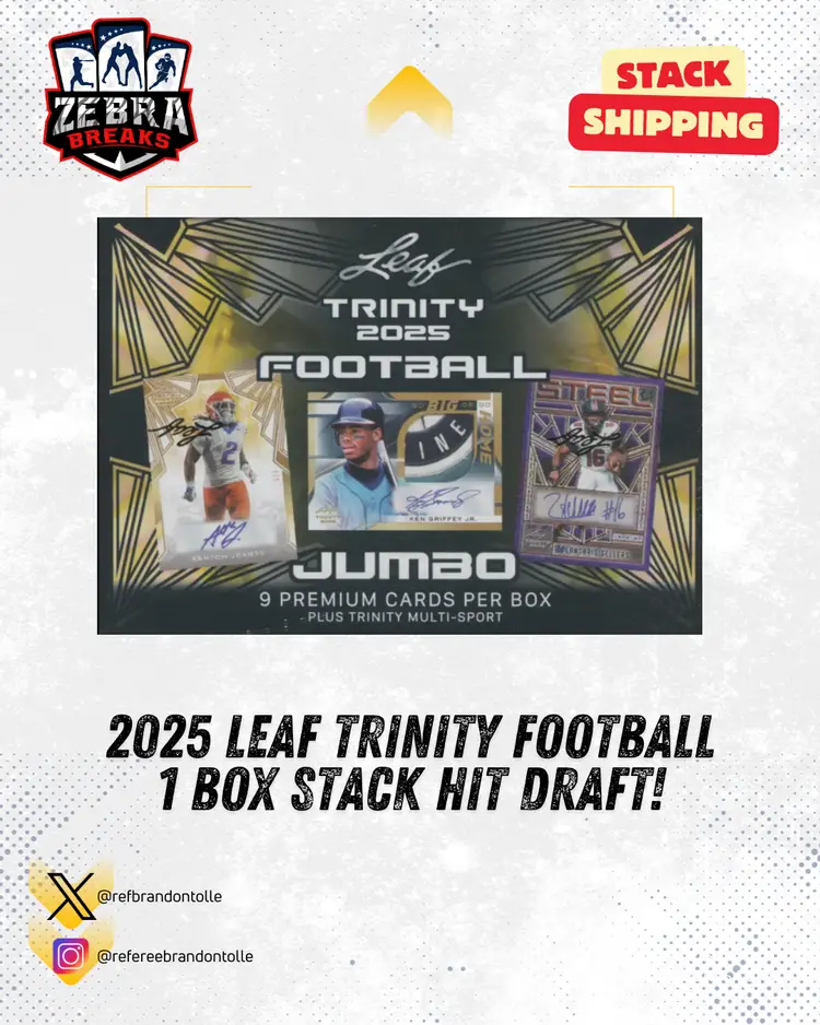 ZB 25649: 2025 Leaf Trinity Football 1 Box Stack Hit Draft