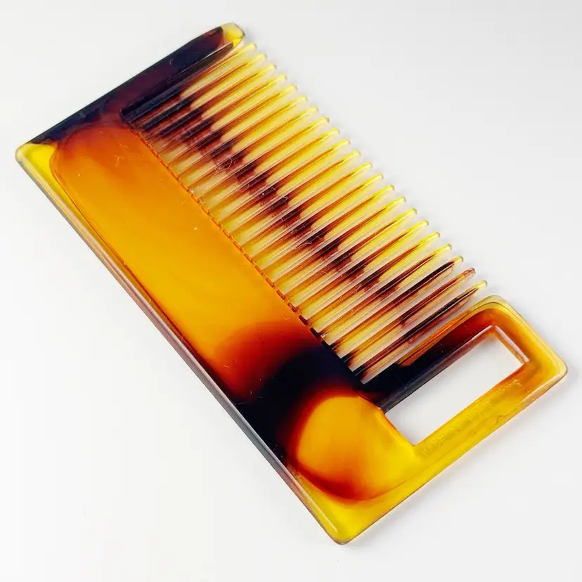 Faux Tortoise Shell Plastic Pocket Comb, Vintage 1970s, Made in Hong Kong