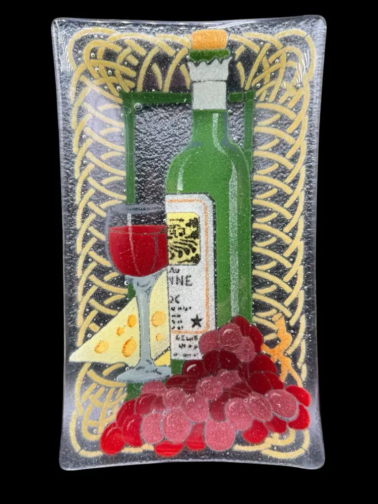 🎄For the Wine Lover🎄 Peggy Karr Plate, Pottery Sign, Bottle Stopper