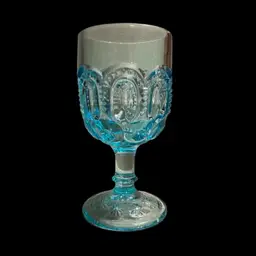LG Wright/LE Smith Moon & Stars Small Aqua Blue Goblet 4.5” X 2.5”