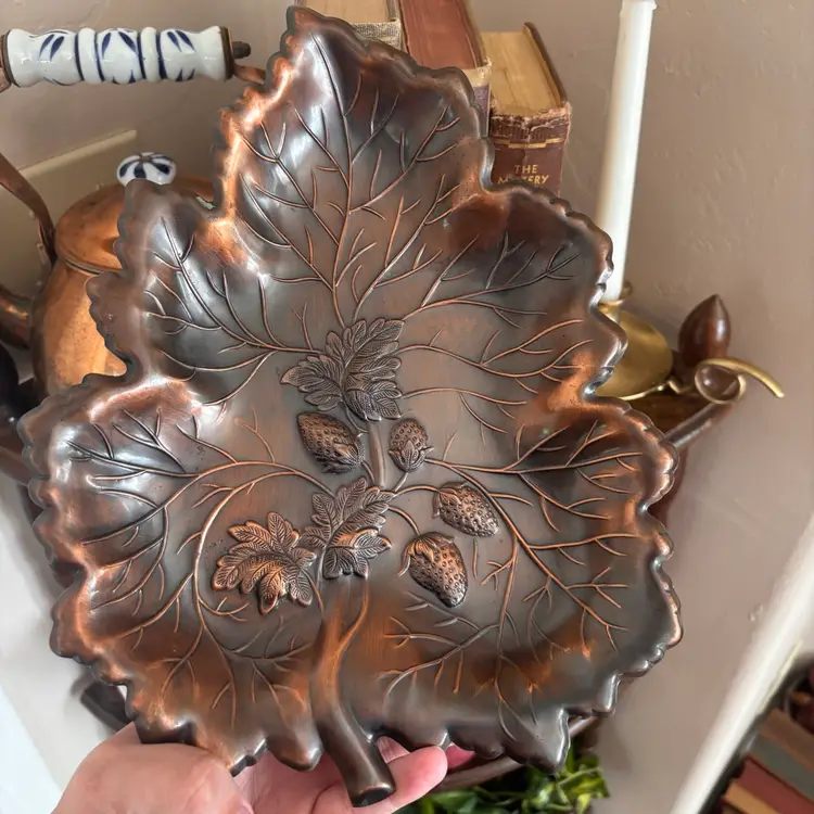 Vintage Coppercraft Guild Copper Strawberry Leaf Tray