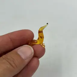 Vintage Mini Glass Amber Dachshund .6”T