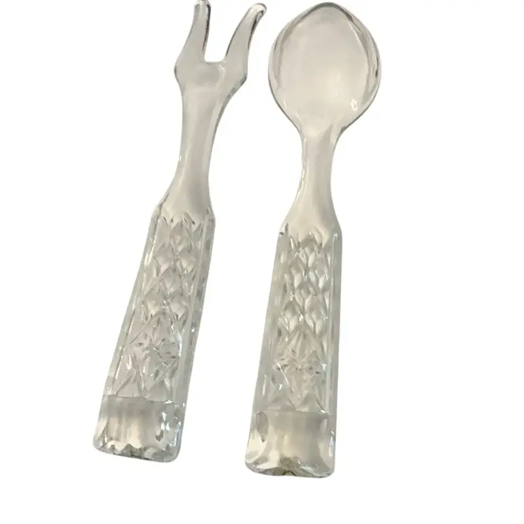 Anchor Hocking Wexford Pattern Clear Glass Salad Server Set