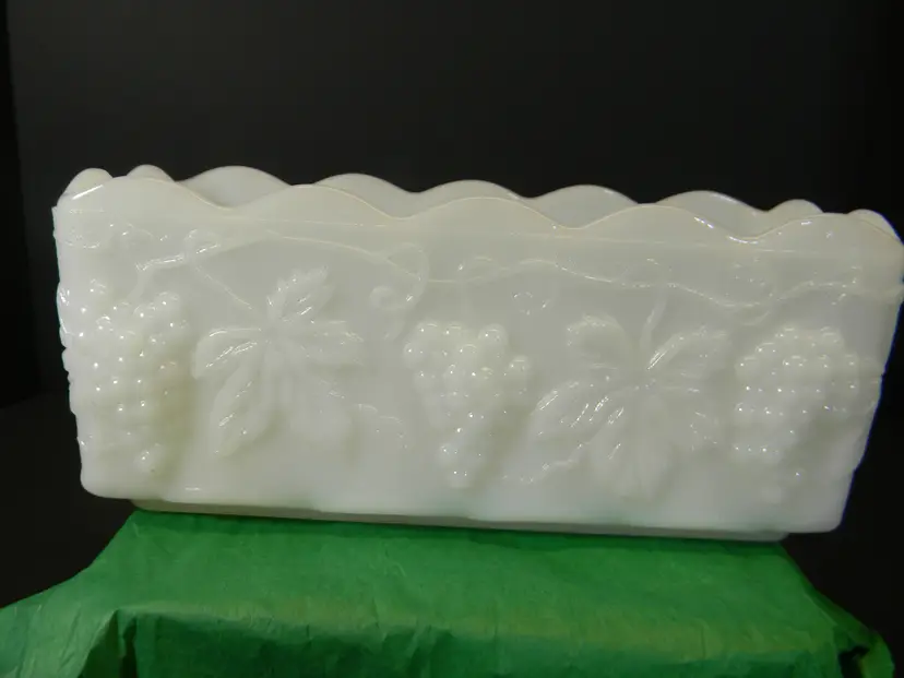 Milk Glass Anchor Hocking Fire King Grape Leaf Pattern