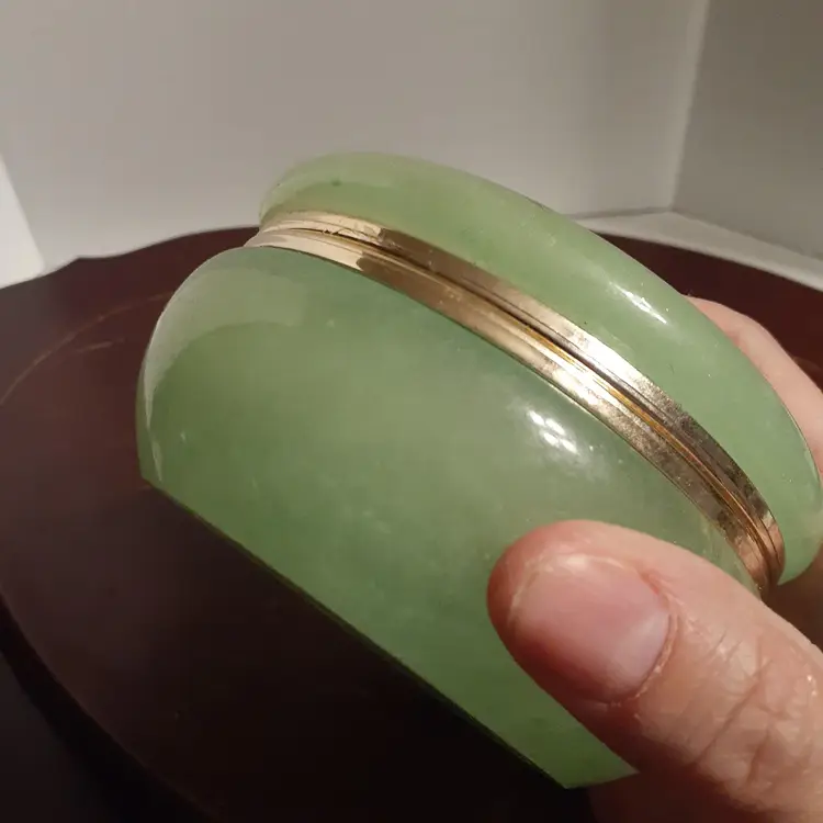 Green And Gold Alabaster Powder Box