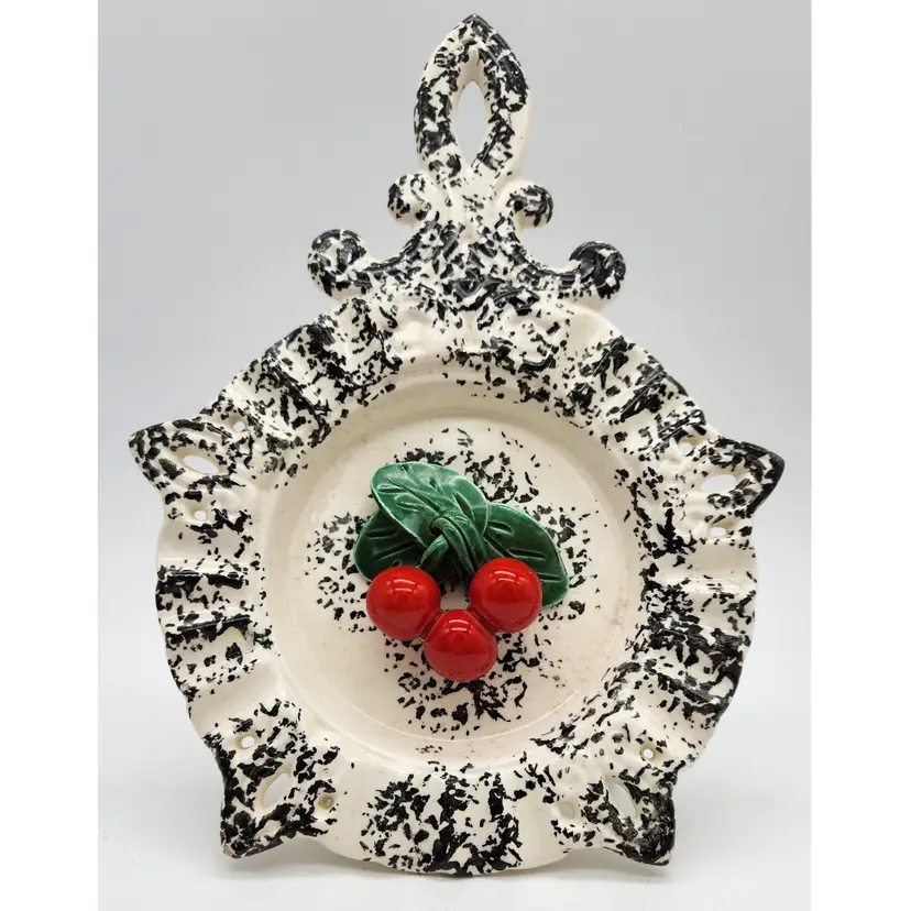 Spatterware Wall Pocket with Cherries 🍒