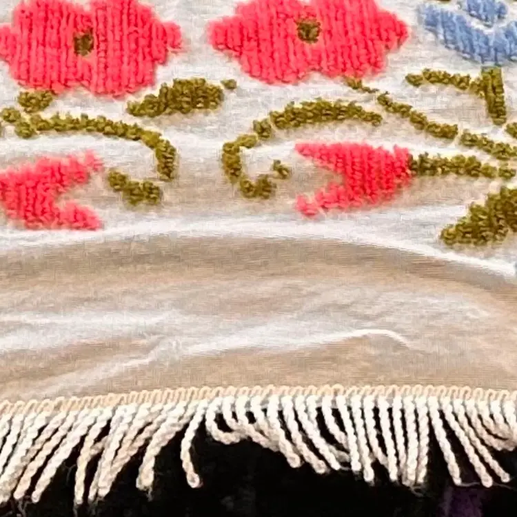 Vintage Crewel Embroidered Bedspread
