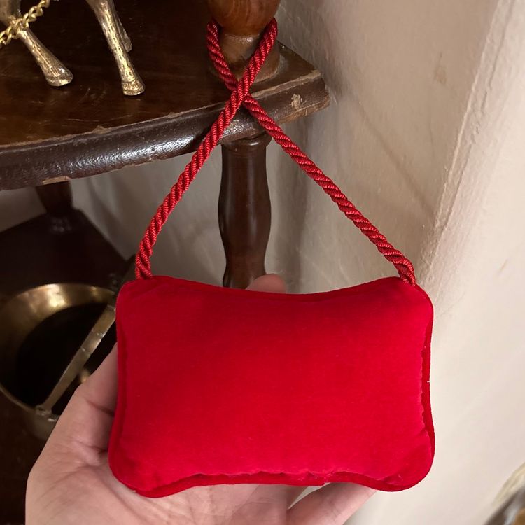 Vintage Needlepoint Christmas Hanging Mini Pillow