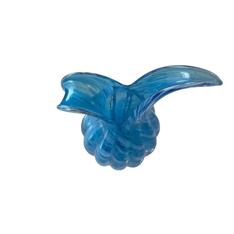 Vintage Lefton Blue Swirl Glass Hand Blown Pitcher or Vase